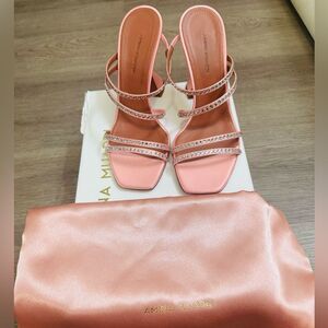 AMINA MUADDI Satin Naima Sandals 95 - Pink - Size 36.5